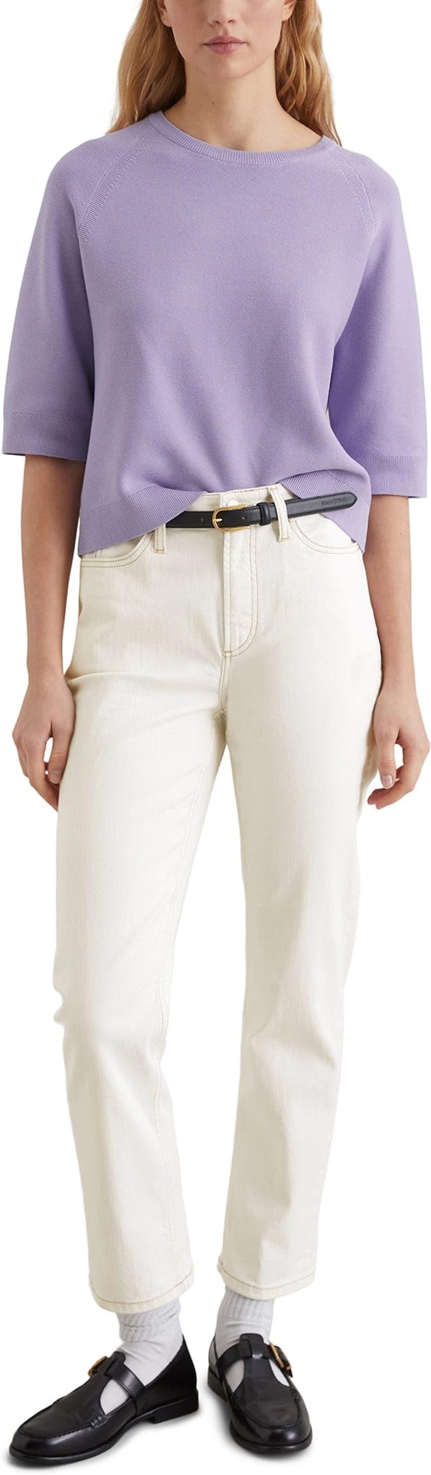 Marc O'Polo Denim Damen Pullover aus Bio-Baumwolle Loose Fit, Lila (Wild Orchid), XL