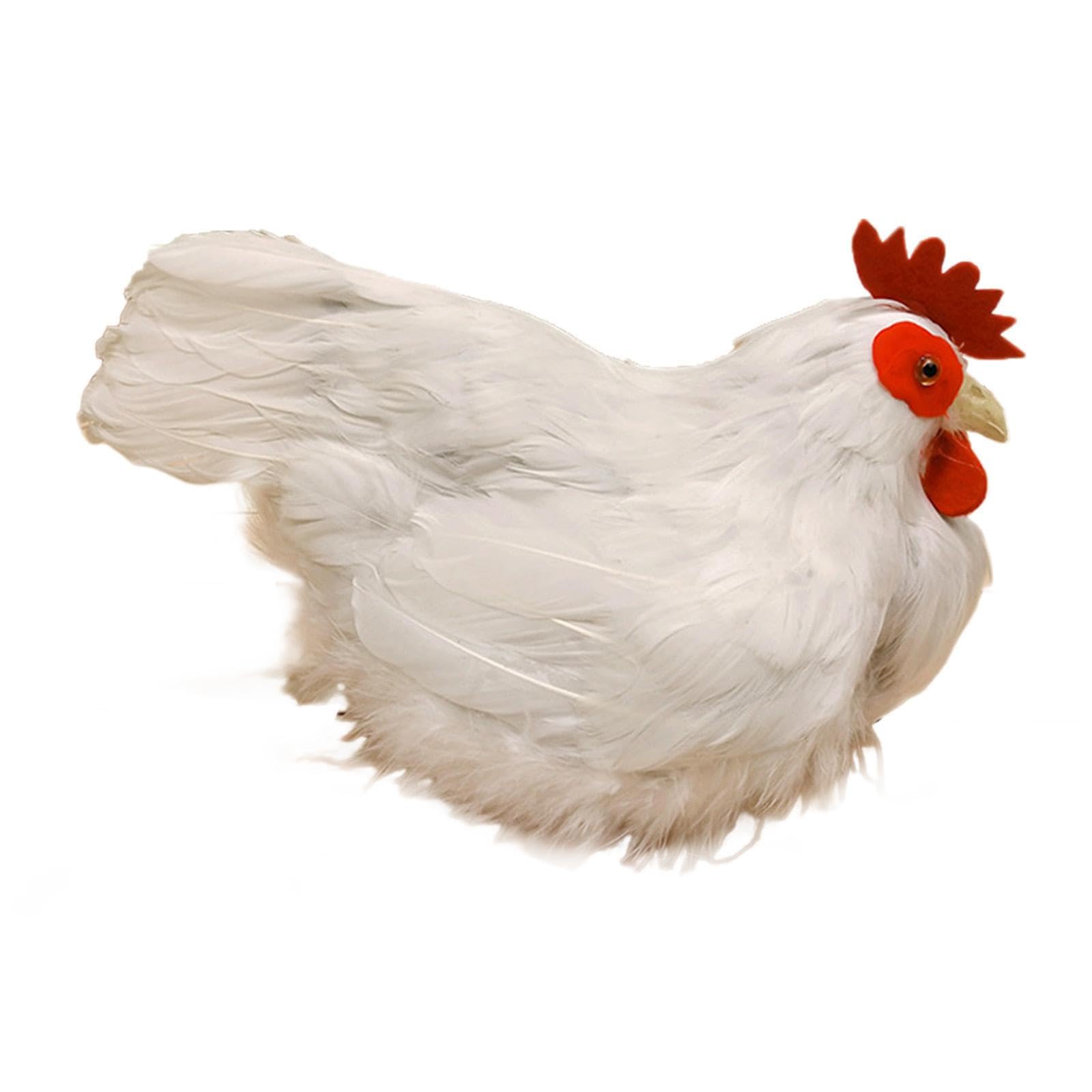 Ekoama Artificial Feathered Hen Chicken Statue Ornament for Home Wedding Easter Decoration Realistic Chicken Figurines