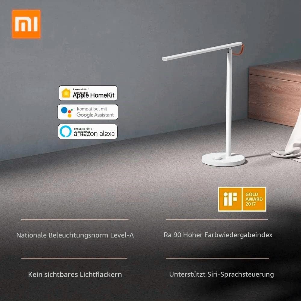 Xiaomi Mi Smart LED Desk Lamp 1S Schreibtischlampe mit iOS/Android App Anbindung (Dimmbar, Lichtfarbe Kalt- bis Warmweiß wählbar, 9 Watt, 30-520 Lumen, 2600-5000 Kelvin, Unterstützt Sprachassistenten)