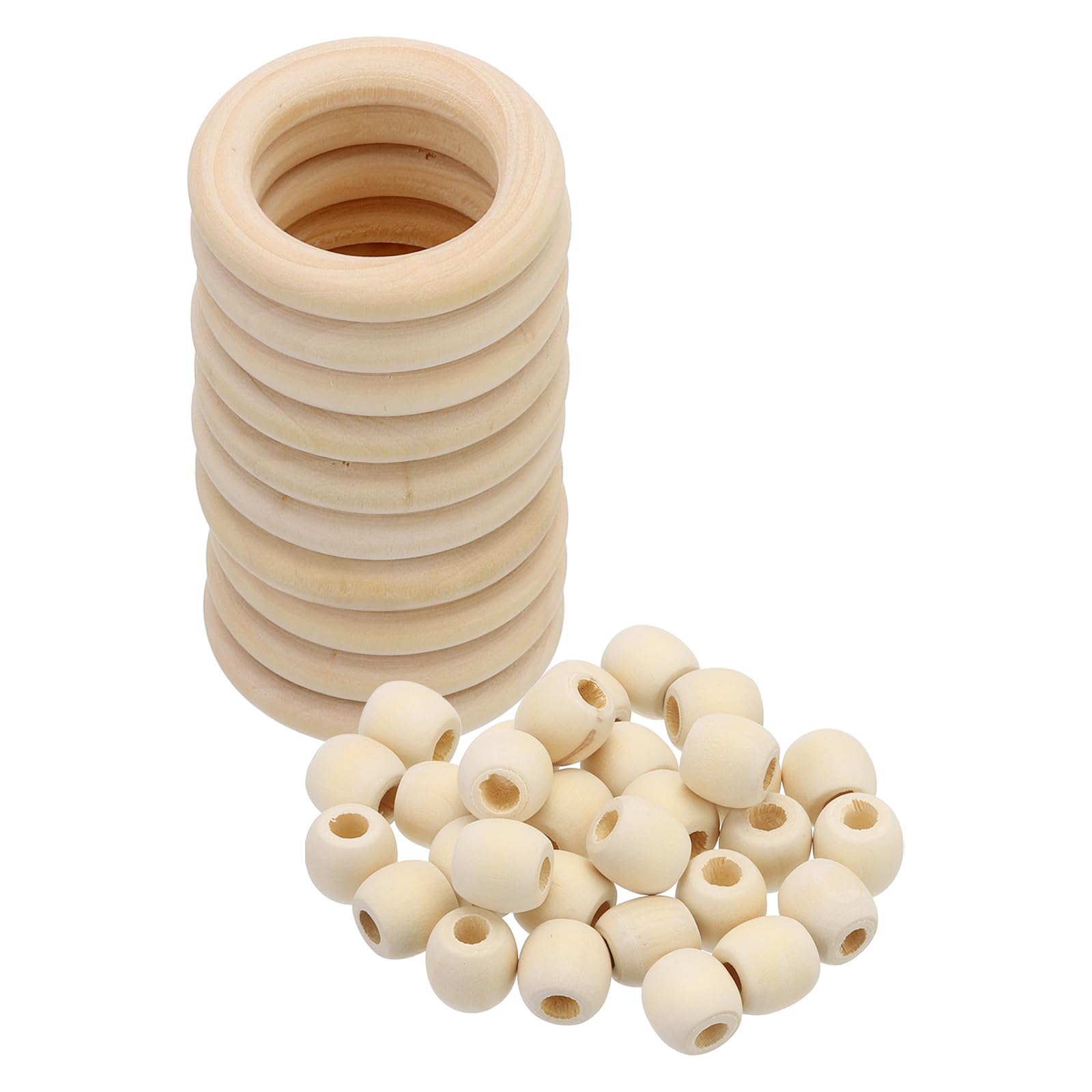 PATIKIL Natural Wood Rings and Unfinished Wooden Beads Set
