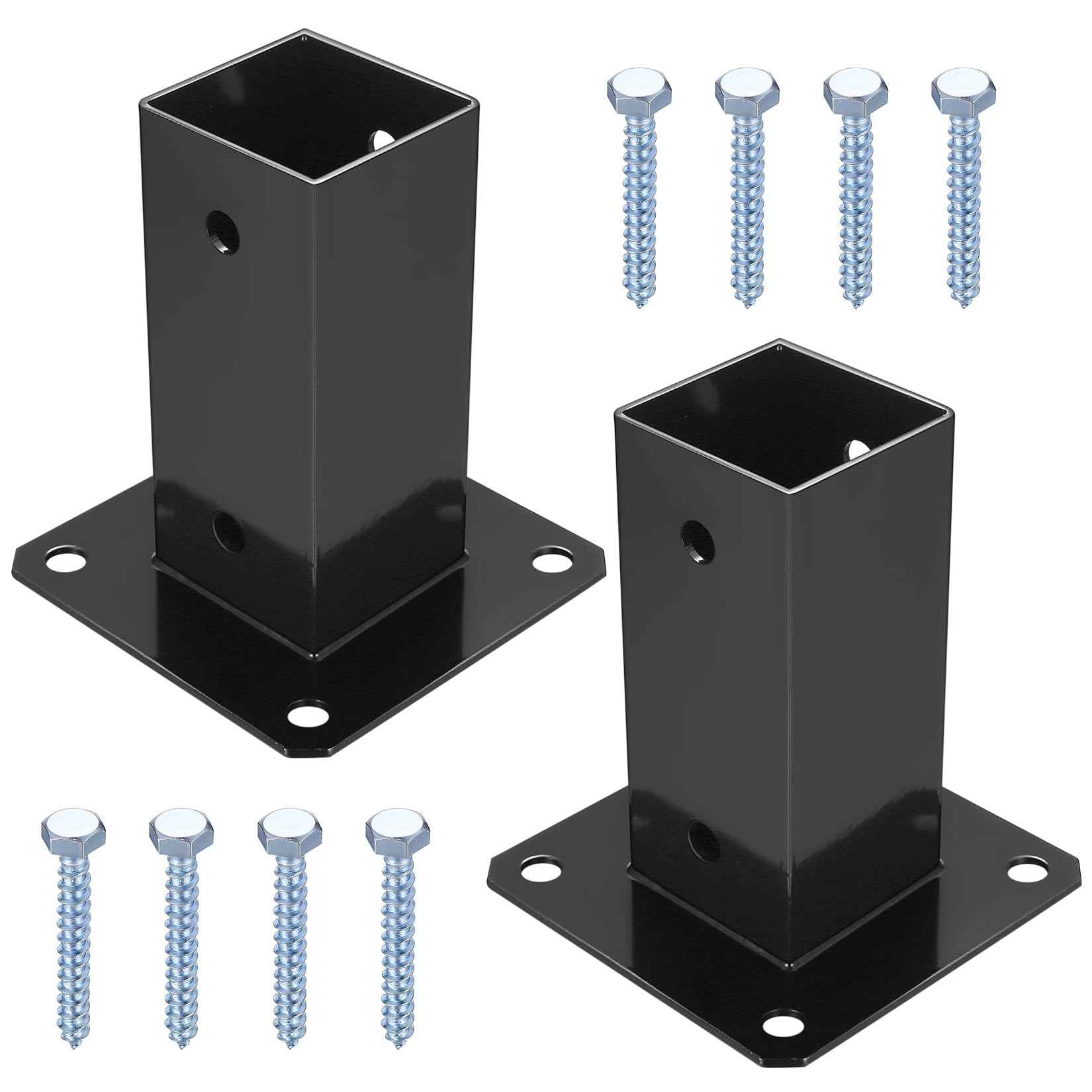 2 Pcs Soporte de Postes para Vallas Cuadrado, Soportes de Poste, Base de Poste de Anclaje Poste Atornillable para 60x60 mm Postes de Madera, Suelo Hormigón Jardin Cenadores Barandillas Buzón