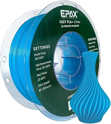 21 – EPAX High Speed PLA+ 3D Printer Filament, Fast PLA 3D Printing Filament, 1.75mm, Dimensional Accuracy +/- 0.03 mm, 1KG Spool (Cyan)