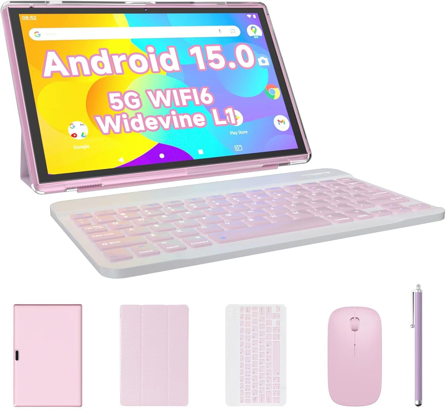 ATOZEE Tablet 2 in 1 Android 15 Tablets with Keyboard 10 inch Tabletas, Include Mouse Stylus Case, 6000mAh 8GB RAM 32GB ROM 1024GB Expandable Tableta, 2MP+8MP Dual Camera, WiFi-6 Bluetooth Tablet PC.