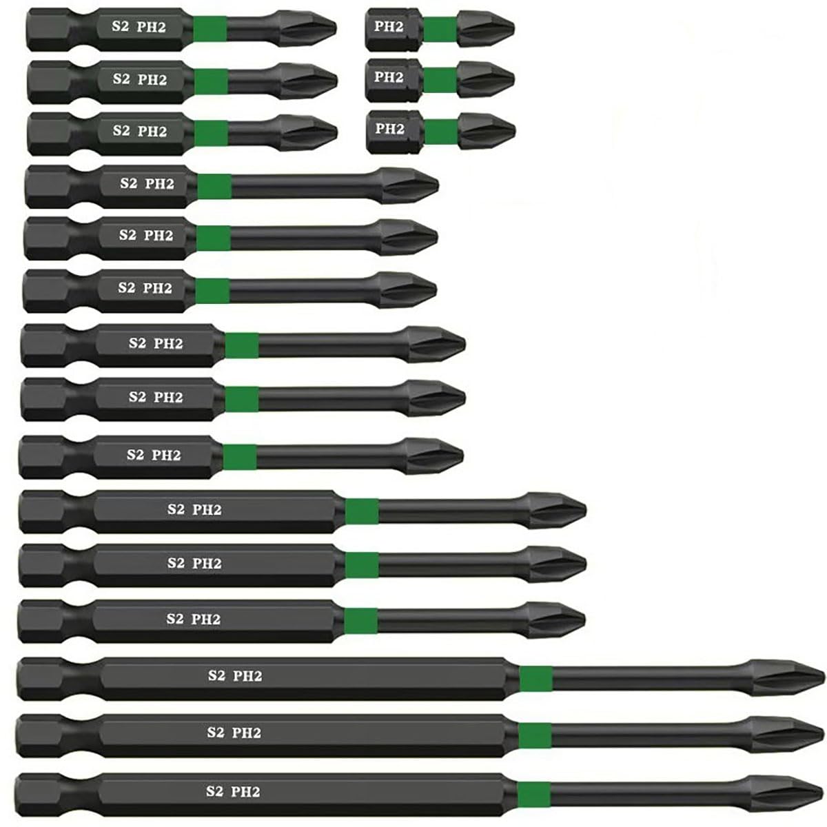 18Pcs S2 Steel Impact Screwdriver Bit Set, Magnetic Holder, 1/4" Hex Shank, Anti-Slip Black Phosphate Finish, Precision Kit for Power Drills