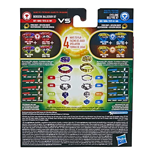 Toupies Beyblade Burst QuadDrive : CYCLONE BELFYRE B7 et BERSERK BALDEROV B7 Hasbro Jeux - vue 6