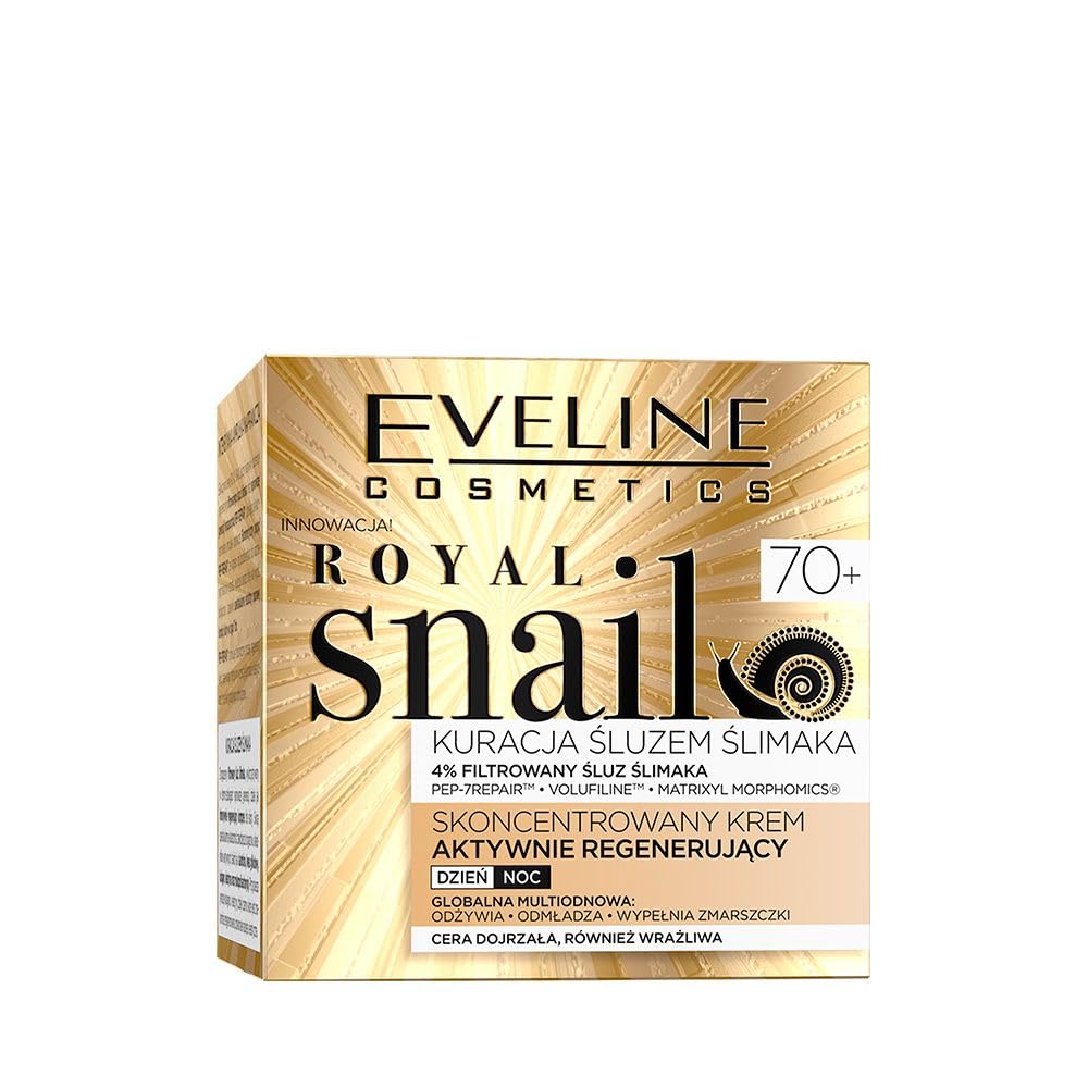 Eveline Cosmetics Royal Snail Royal Snail Active Regeneration Concentrated Cream 70+ | Anti-Wrinkle, Skin Density & Tone Improvement | 50ml