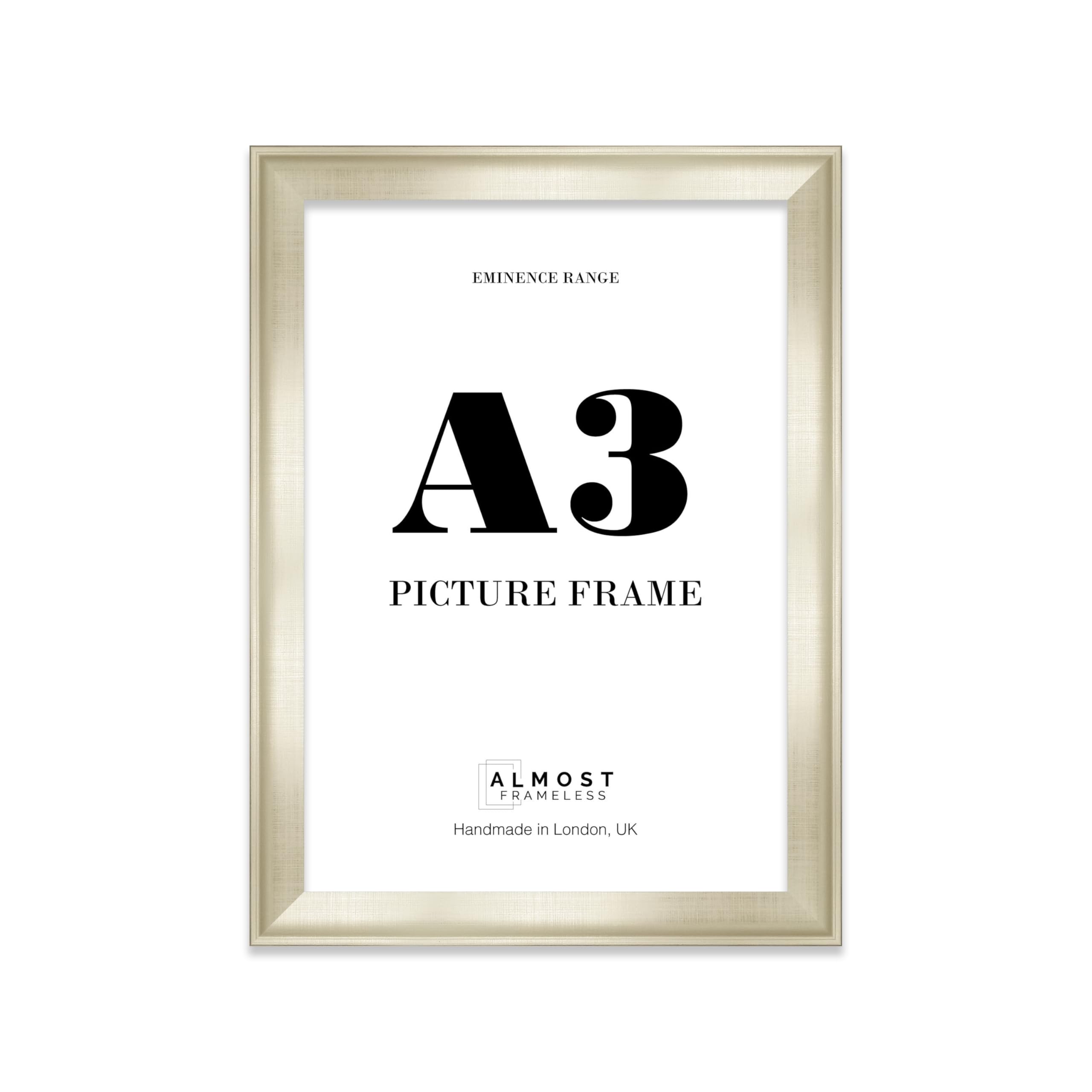 A3 Silver Picture Frame - Rustic Wood Industrial Effect Photo Frame for Wall Display, Ideal for Posters, Prints & Home Décor, Wall Hooks, 32mm Edge - 1 Pack