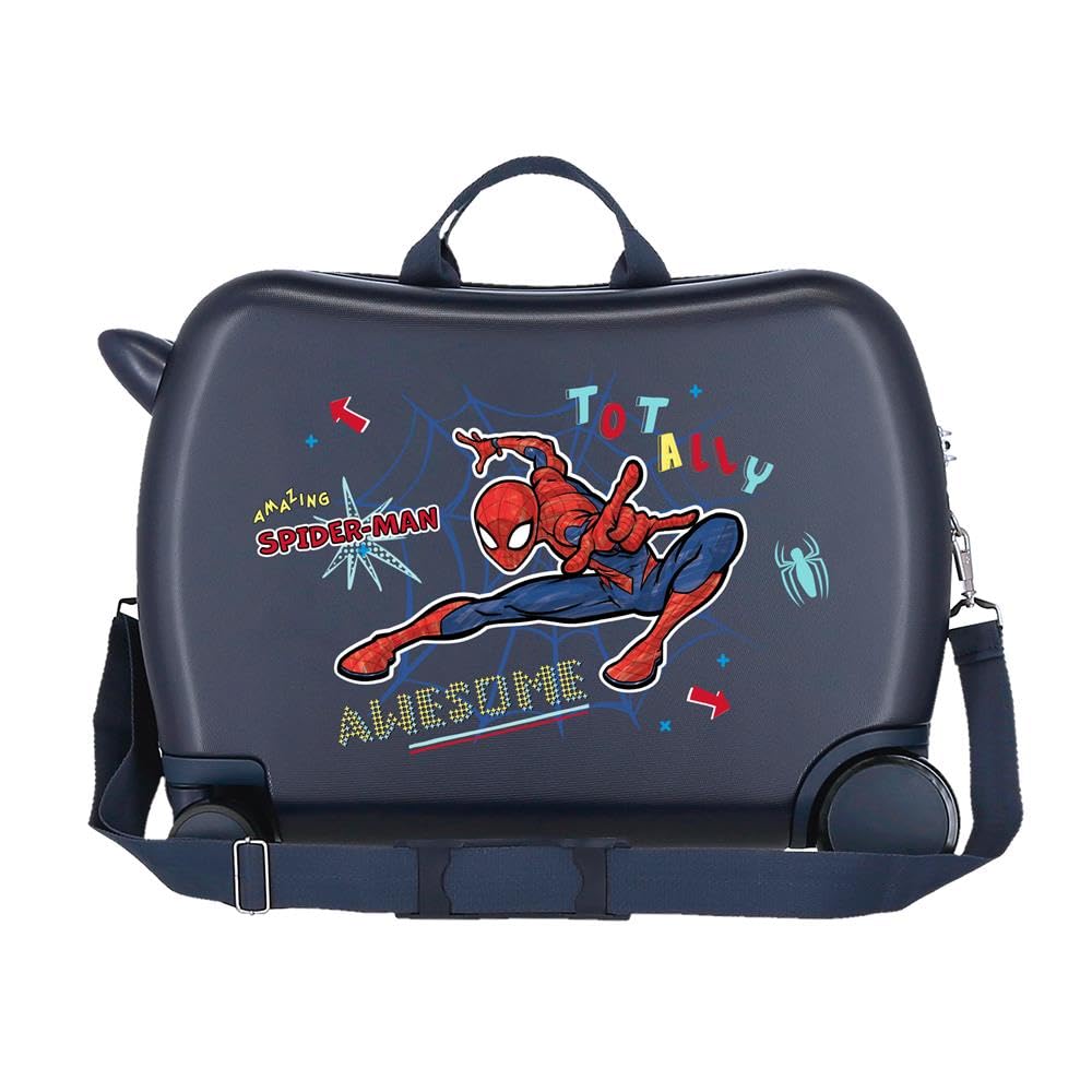 Marvel Spiderman Totally awesome Valise Enfant Bleu 50x39x20 cm ABS Rigide Serrure latérale à combinaison 34L 1,8 kg 4 Roues Bagage à Main