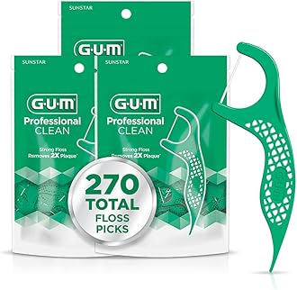 Professional Clean Floss Picks - Extra Strong Shred-Resistant Floss, Easy Grip Handle - Dental Flossers for Adults - Fresh Mint Flavor, 90 Count (Pack of 3) 270 Total