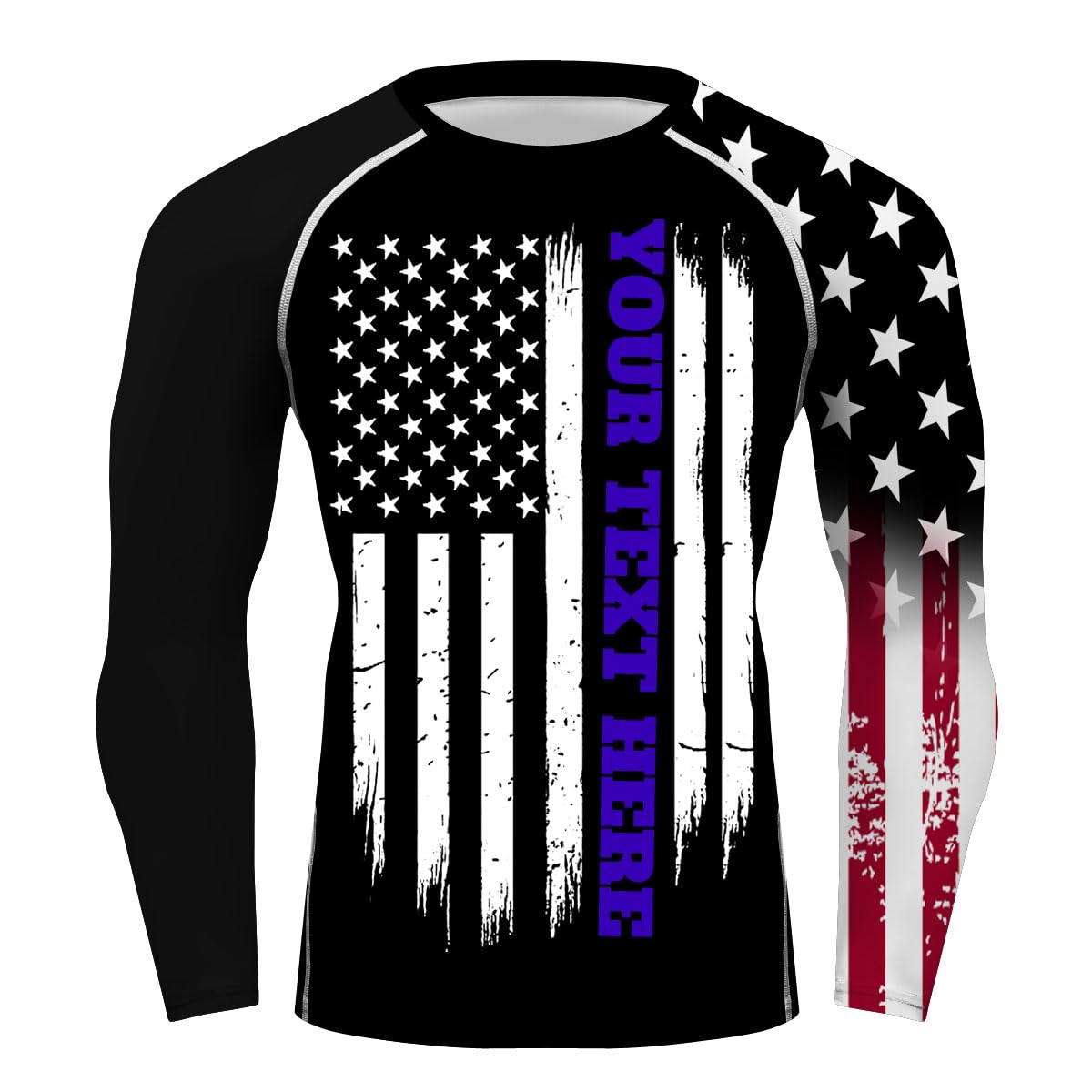 Design Your Own Long Sleeve Compression Trainning Top Add Your Text US Flag Rash Guard Shirts