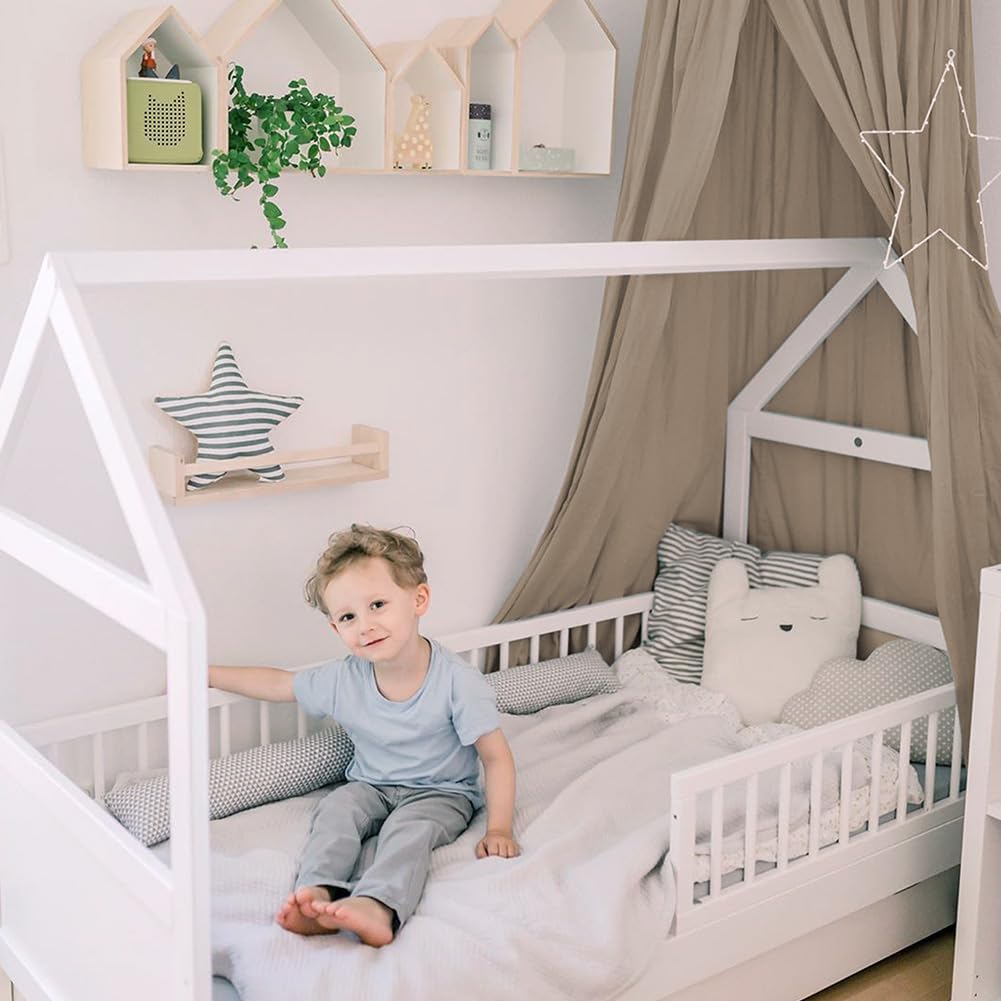 Aolso Betthimmel Babybett, 245 x 270 cm, Baumwolle, Romantisch, Beige, Grün, Ziegelrot