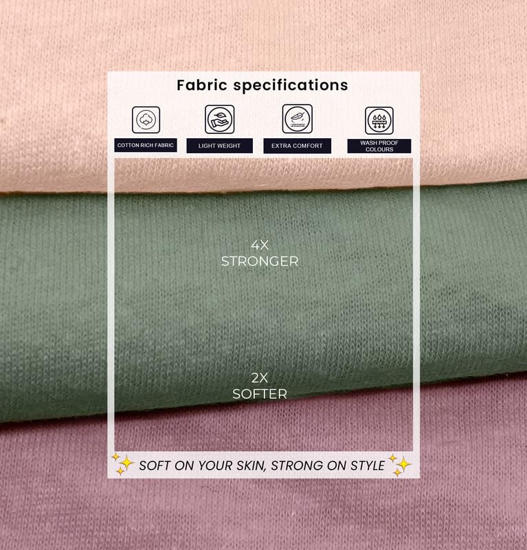Image of Sleepynuts Women's S to 3XL Premium Half Sleeve Round Neck Plain Combed Cotton Tshirt Pack of 3 Loose Fit T-Shirts Combo