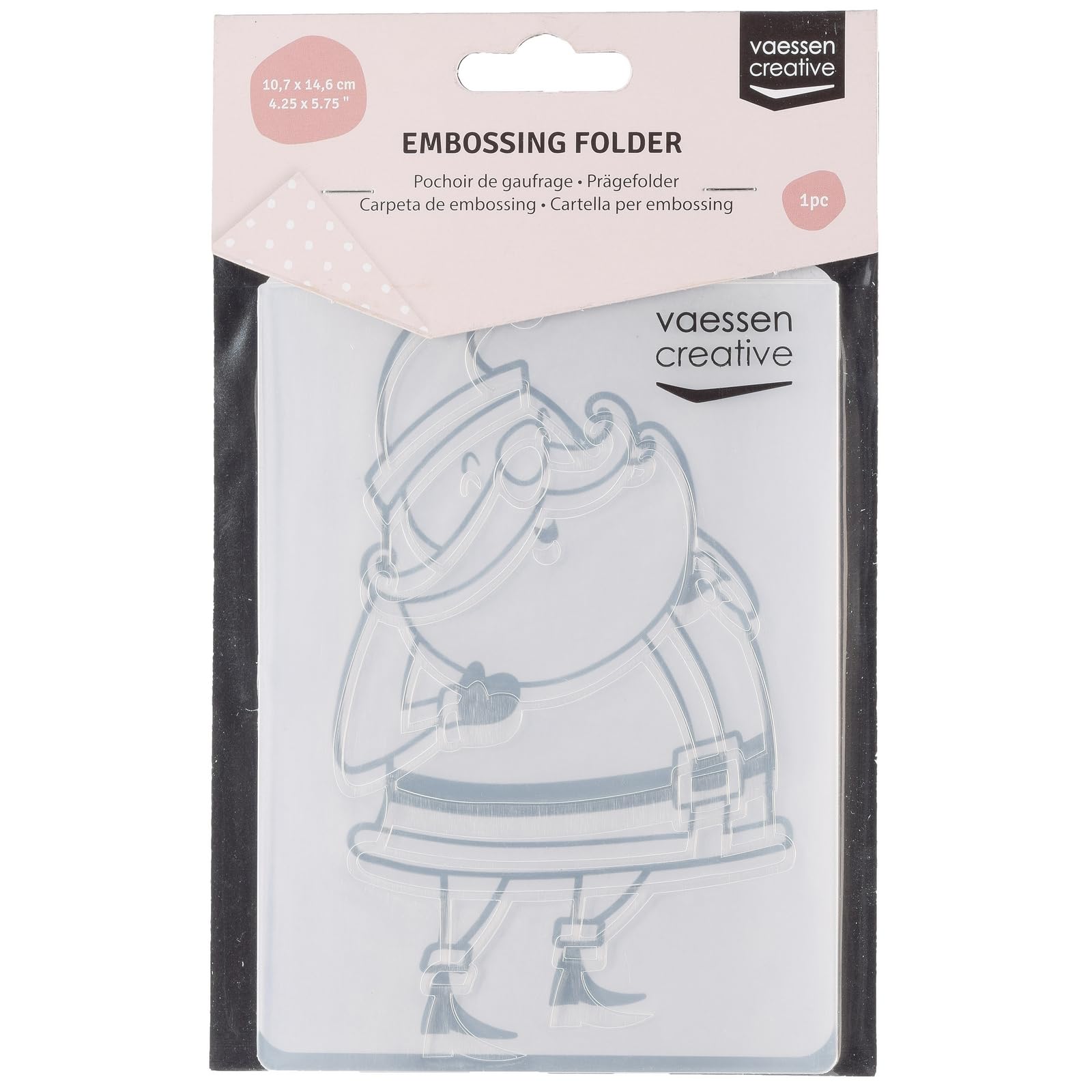 Vaessen Creative Embossing Folder Santa Claus 5.75 x 4.21 inches - Embossing Folder for Card Making, Scrapbooking, Journaling - Reusable - Precise Results - for Embossing and Die-Cutting Machines