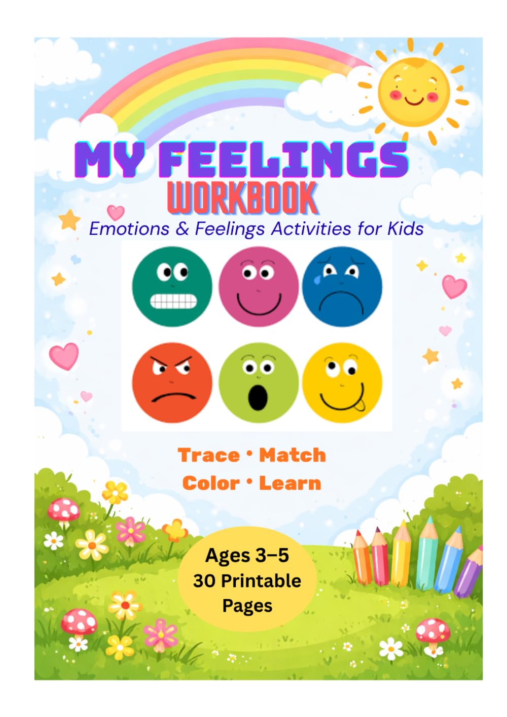 My Feelings Workbook for Kids Ages 3–5: Emotions & Feelings Activities | Trace, Match, Color & Learn