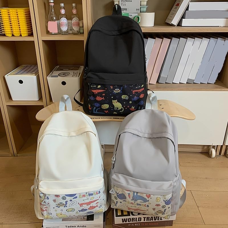 Lightweight Nylon Backpack for Women – Large Capacity Korean-Style Casual Daypack, Water-Resistant Travel Bag with Comfort Shoulder Straps(Black)4