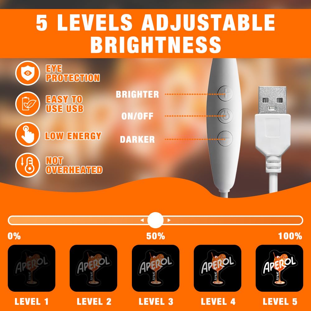 Mineup Aperol Insegna Al Neon, Aperol Spritz Insegne Al Neon Per Decorazione Da Parete, USB Luci Da Parete Al Neo a LED Per Bar Club Cocktail Feste Caverne Uomini Cucina