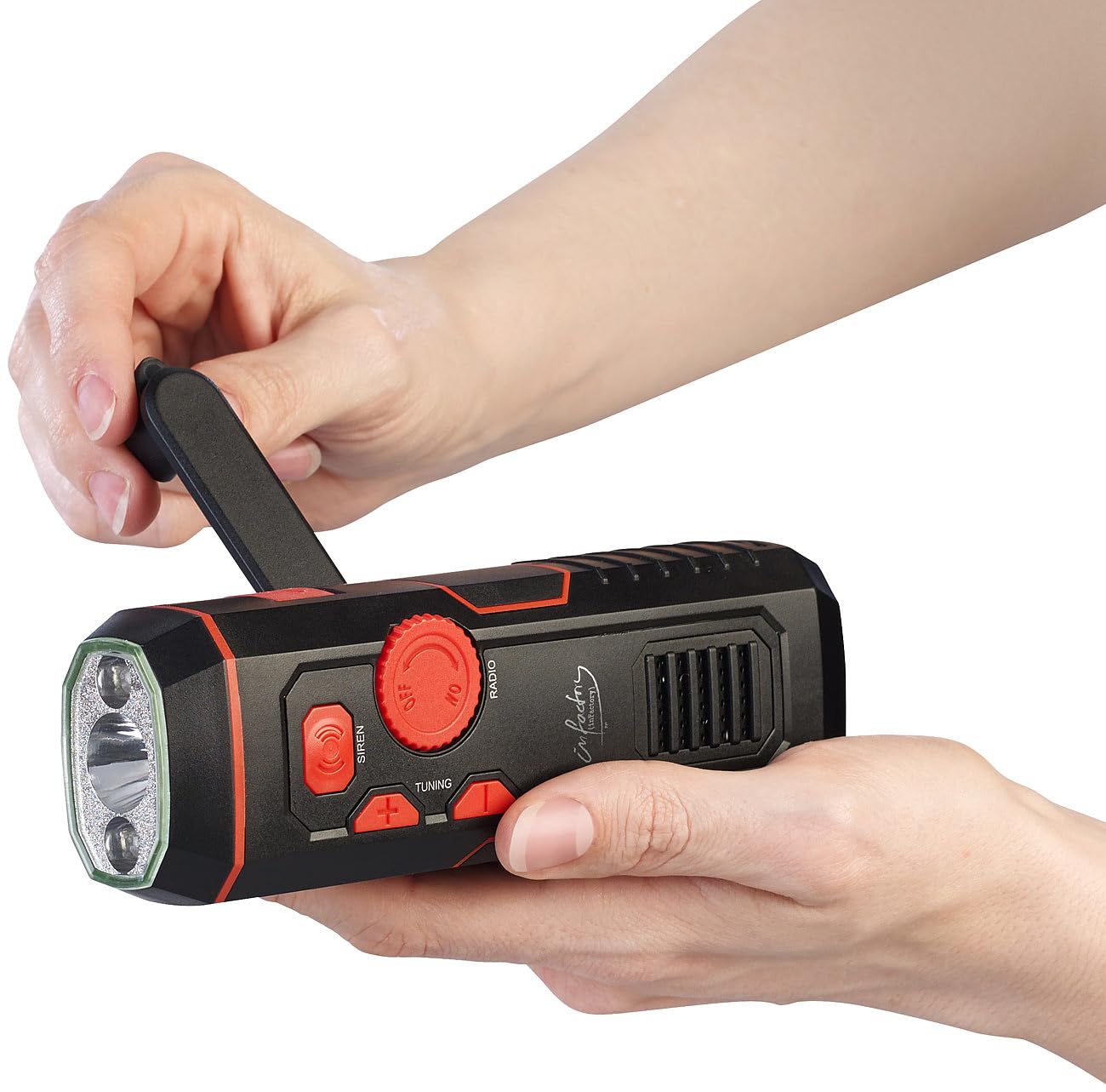 Radio FM DOR-320 avec dynamo et lampe de poche LED [infactory]