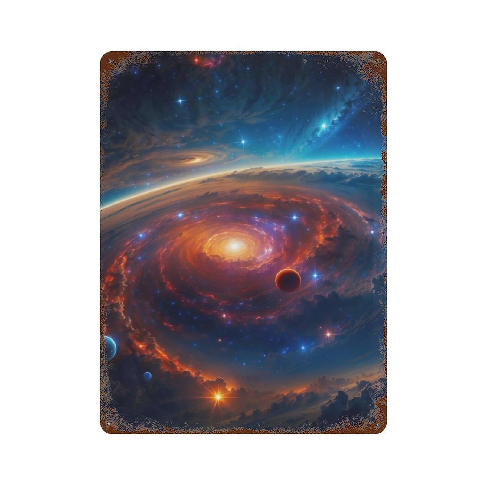 Space Nebula Galaxy Decorative Tin Sign 15.7"x11.8", for Farmhouse, Kitchen And Entryway Decor, Shabby Chic Decor