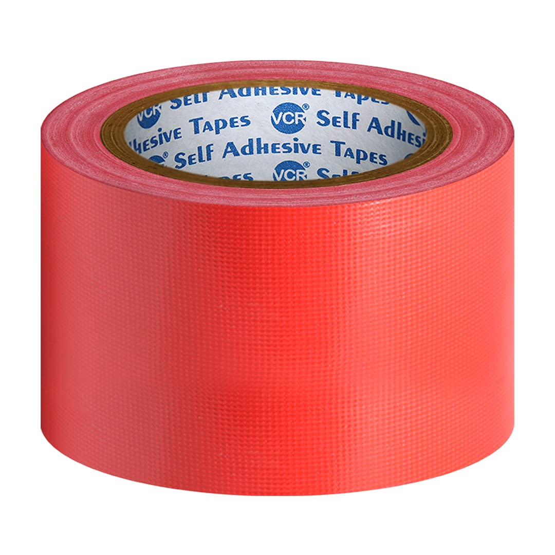 VCR Red Duct Tape - 18 Meters in Length 72mm / 3" Width - 1 Roll Per Pack - Strong Book Binding Tape - Waterproof Heavy Duty Duct Tape