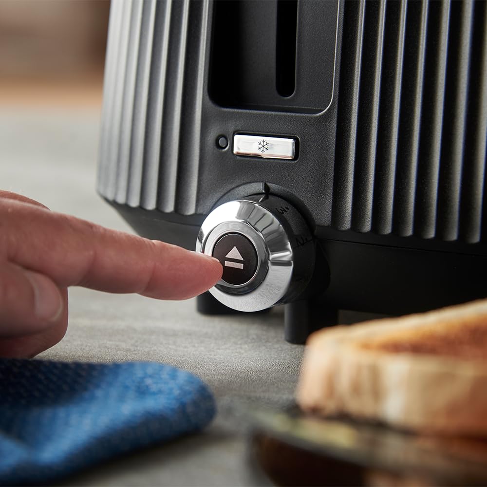 Russell Hobbs Grille pain [pour 2 tranches] Brontë Noir (6 réglages, finition mate, accents argentés, décongélation, réchauffage, surélévation, Lift & Look, support pour petits pains) 26760-56