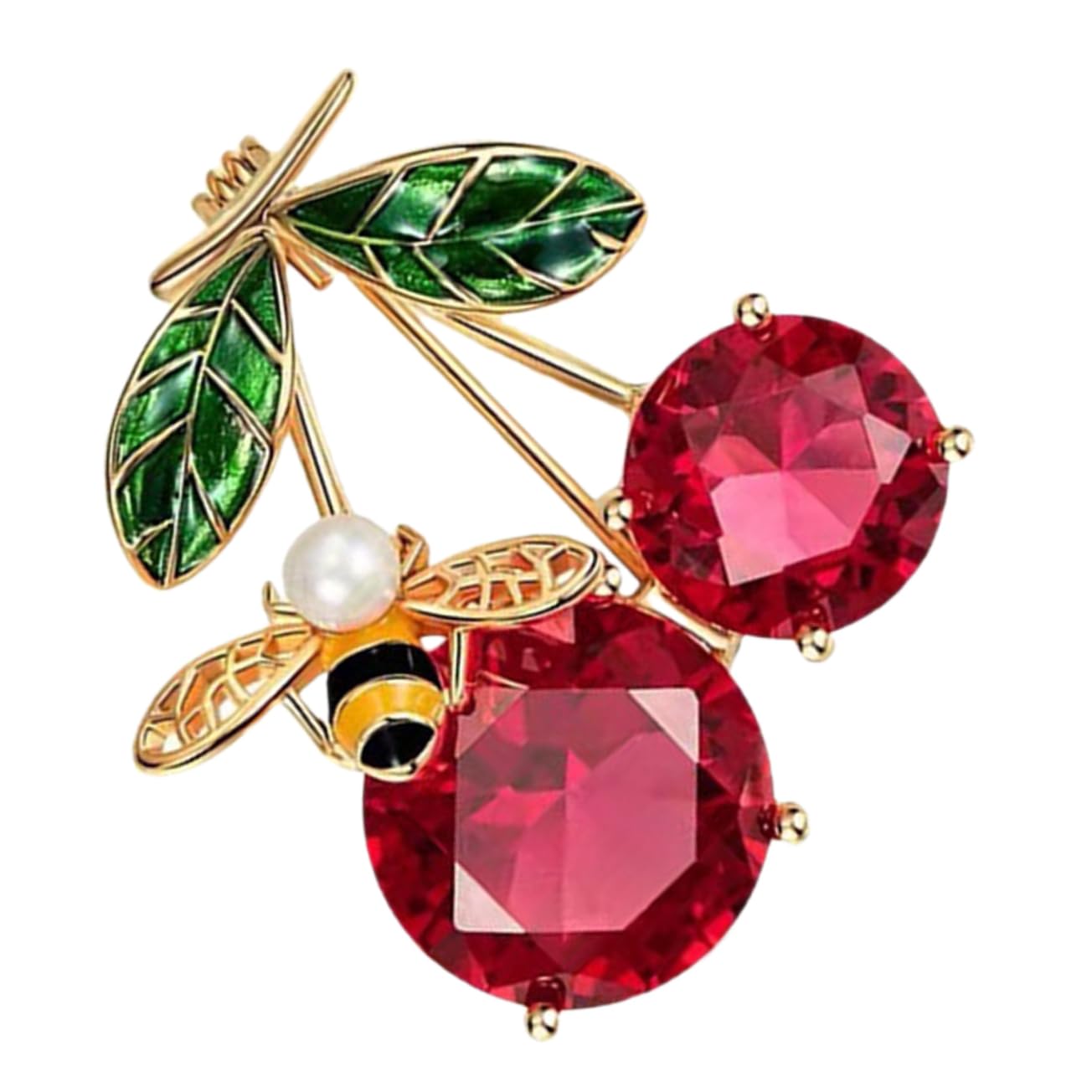 2 Piezas Broche De Abeja Cereza Broche De Ropa Broche De Animal De Esmalte Fresco Broche De Moda Broche Nupcial Broche Rojo Pin De Solapa De Fruta Solapa De Esmalte Broche De