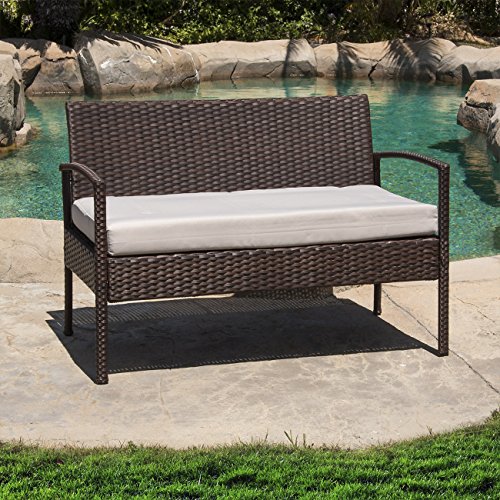 image for BELLEZE 4PC Rattan Sectional Patio Furniture Set with Seat Cushion Out