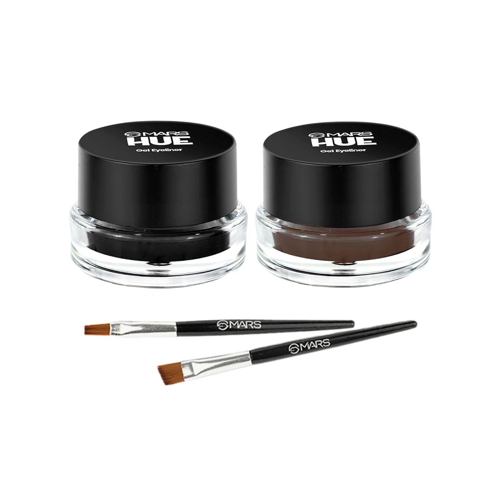MARS 2-In-1 Hue Gel Matte Eyeliner | Waterproof & Smudgeproof Formula | Stay Upto 24 Hours | Comes With 2 Brush Set (6.0 Gm) (Black & Brown)-image-22