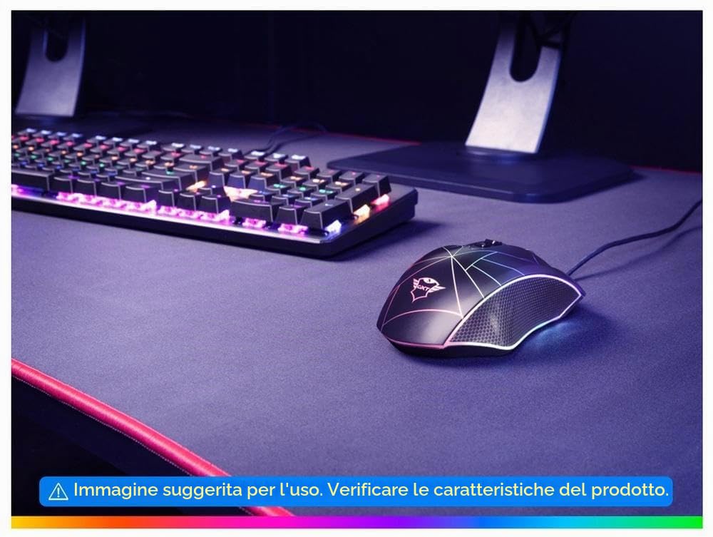 Trust Gaming Mouse LED RGB GXT 160X Ture, Ergonomico, con Filo, USB, 7 Pulsanti Programmabili, illuminazione LED Personalizzabile, PC/Mac/Macbook/Laptop