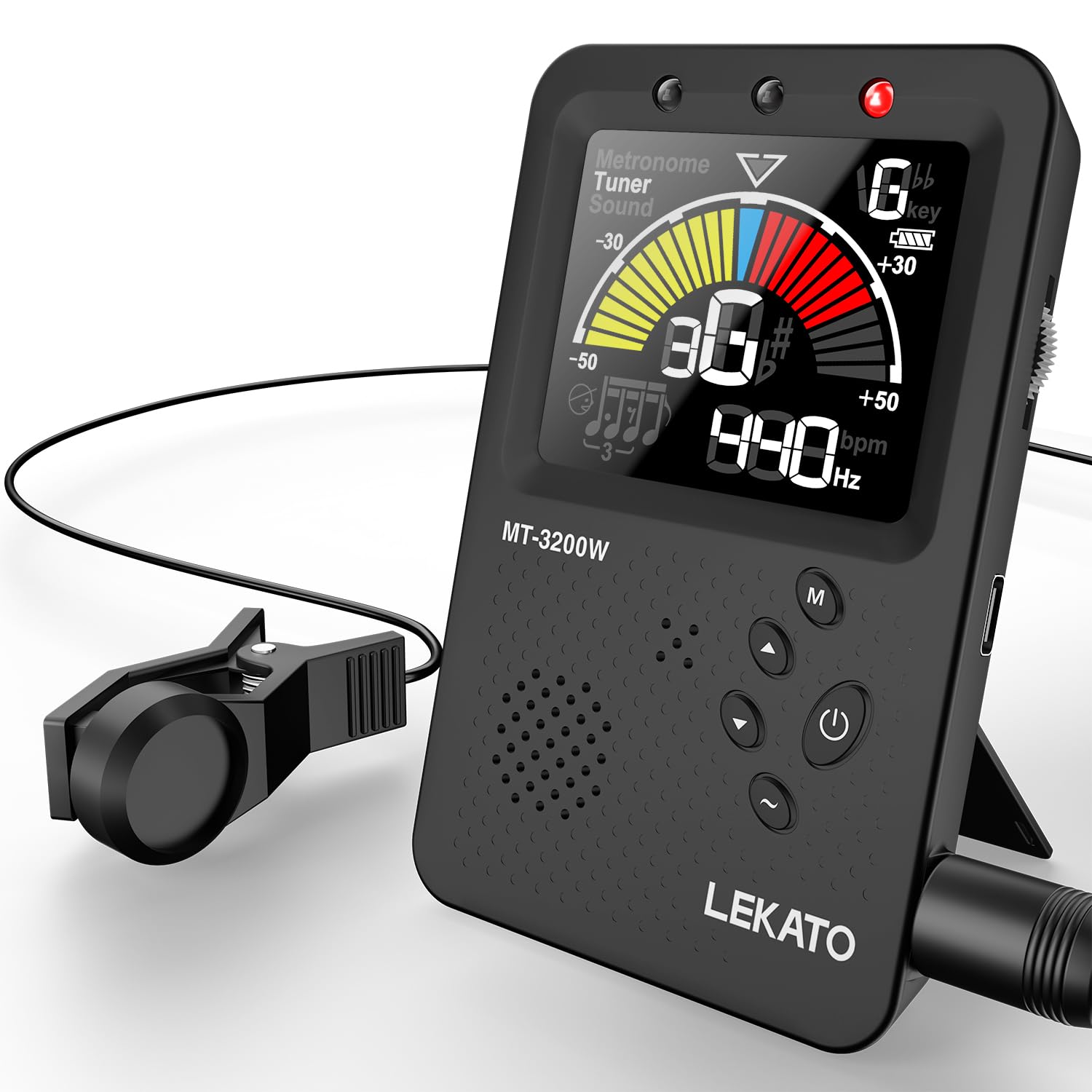 Metronome Tuner, Rechargeable Large LCD Color Display 3 In 1 Digital Metro Tuner Tone Generator with Guitar, Bass, Violin, Ukulele and Chromatic Tuning Modes for All Instruments