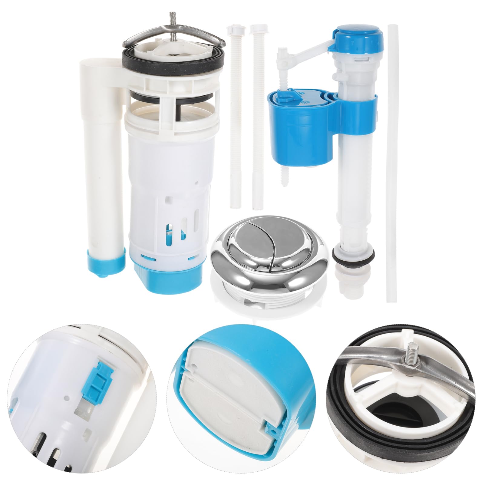 Válvula de Llenado para Cisterna Wc, Kit 1 Juego Botón Abs | Descarga Automática, Mecanismo de Doble Pulsador, Repuesto para Tanque de Agua, Piezas Duraderas