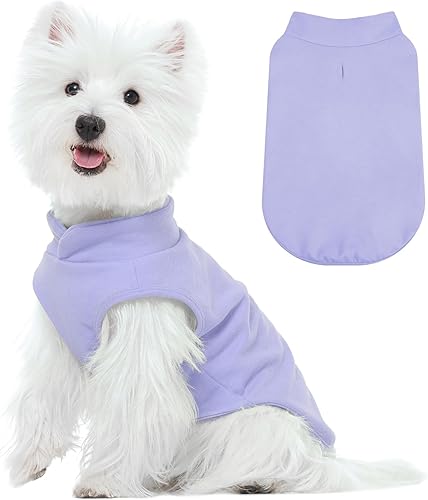 Miniatura 33 de FUAMEY Chaleco de forro polar para perros pequeños, sudaderas cálidas y elásticas para perros con agujero para correa, suéter suave de cuello alto