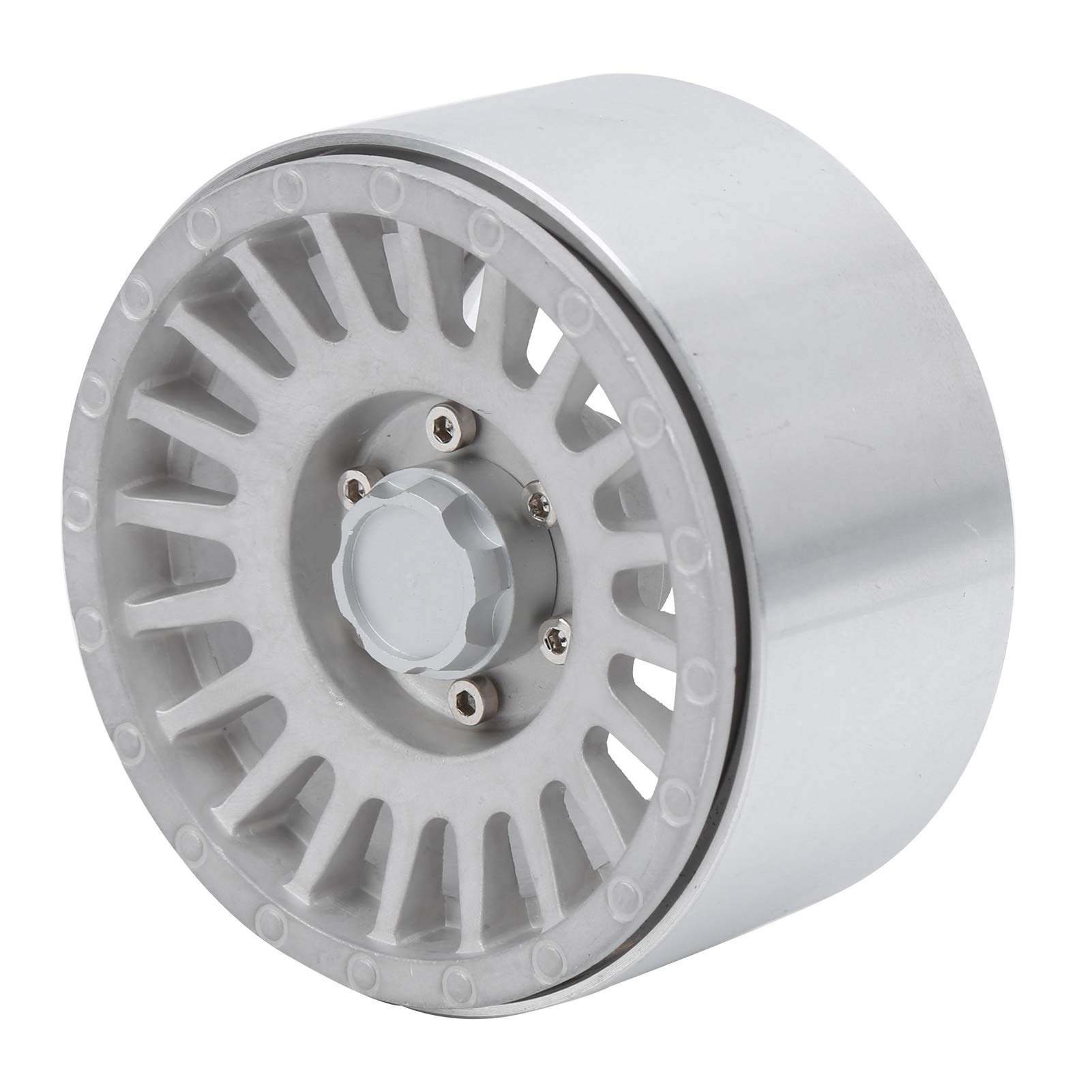 Cubo de rueda de Metal de 2,2 pulgadas, cubo de rueda sobre orugas CNC para coche de escalada, accesorio para coche RC 1/8 1/10 (Plata)