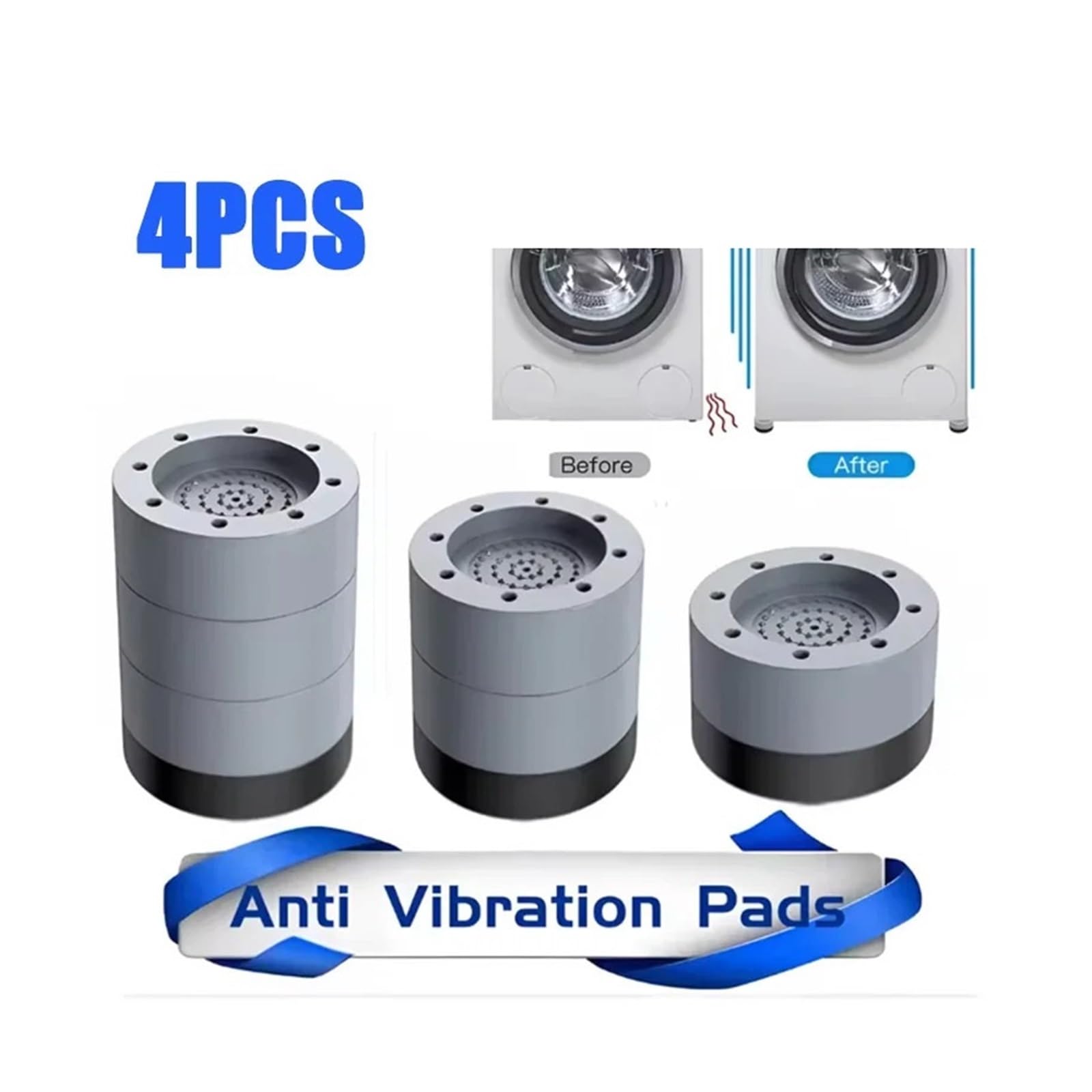 4 Stücke Anti Vibration Füße Pads Gummimatte Slipstop Stille Universal Waschmaschine Kühlschrank Unterstützung Dämpfer Stehen(4pcs 8.5cm G4512C)