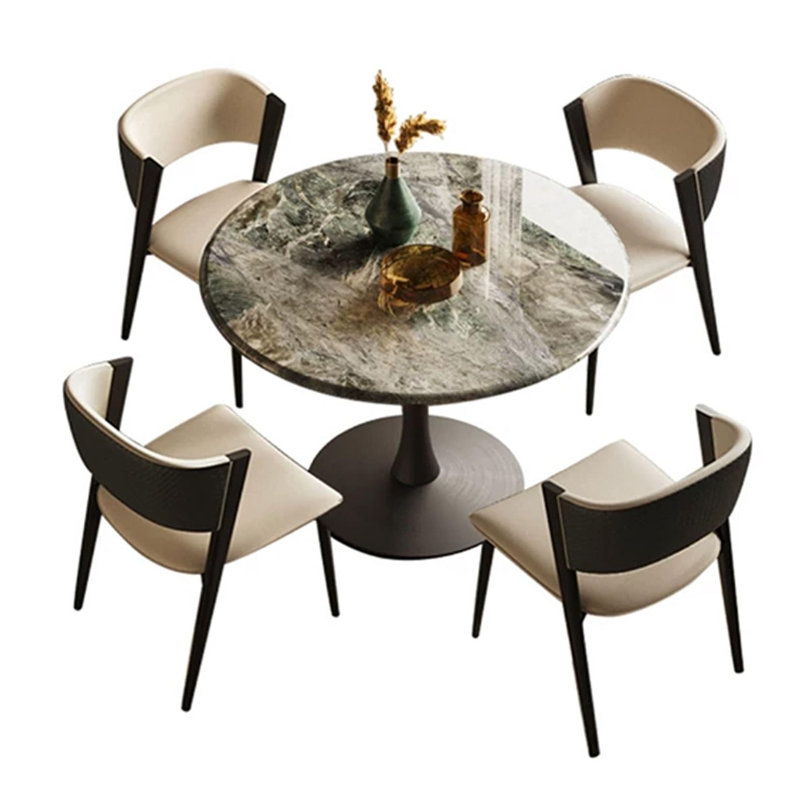 Set da pranzo compatto con tavolo rotondo e sedie, ideale per uffici, reception, sale riunioni e club (80 cm, 4 sedie)