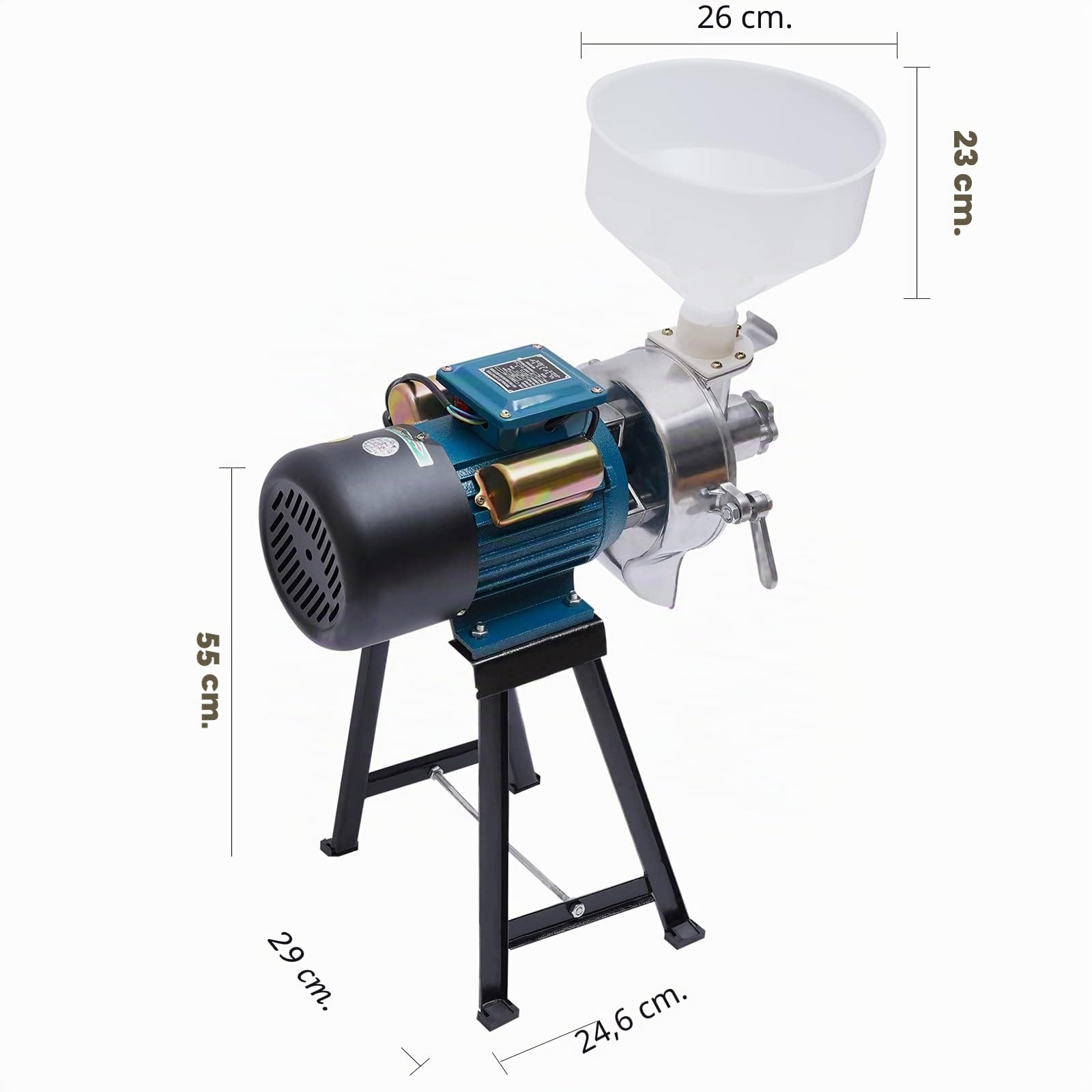 Molino de cabeza de aluminio húmedo en seco embudo molino de granos harina especias eléctrico a cereales de alta velocidad molienda rápida contra sobrecargas hierbas especias trituradora