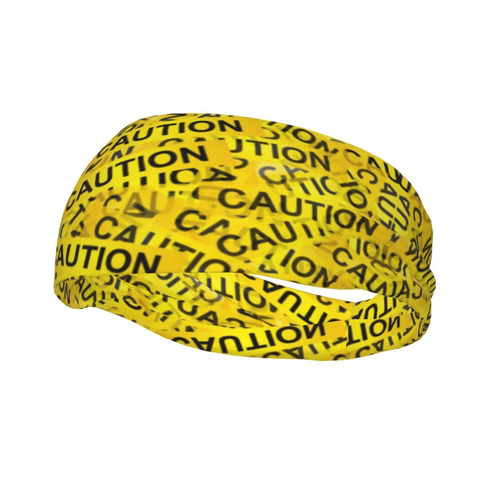 Running Headband Caution Tape Sweatband Sports Headband Fitness Workout Stretchy Unisex Hairband