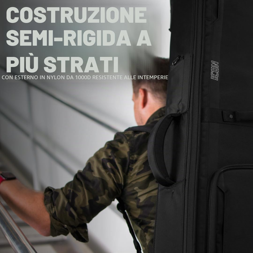 Gator CASES - ICON Series Borsa da Concerto Premium Resistente alle Intemperie per Bassi Elettrici con Cerniere Compatibili con Lucchetti TSA, Nero (G-ICONBASS)