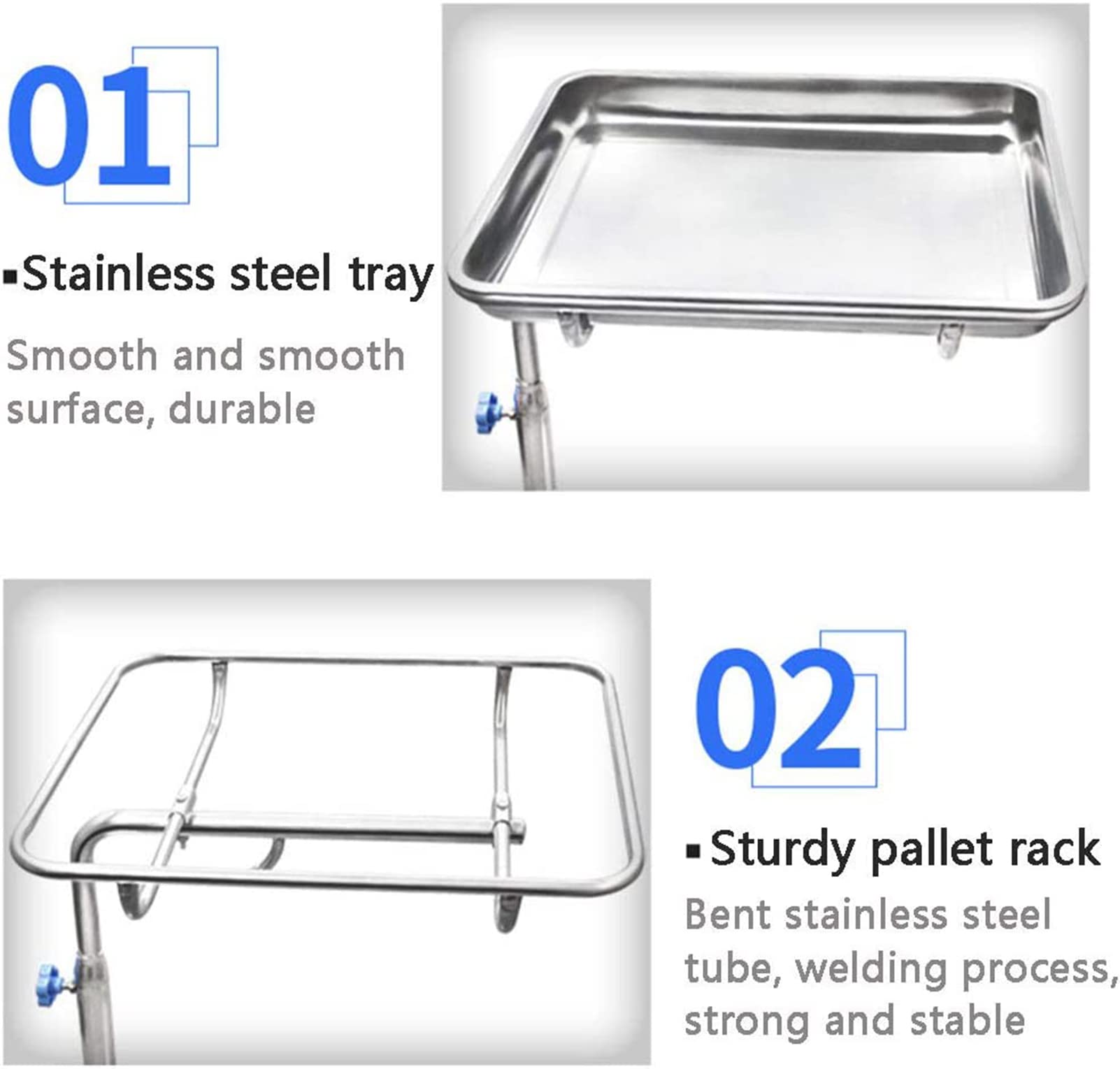 Carro De Salón De Belleza, Carro De Metal De Altura Ajustable con Tapa Plana, Carro De Acero Inoxidable Extraíble, Equipo De Instrumentos De Salón De SPA Médico, para Suministros Médicos
