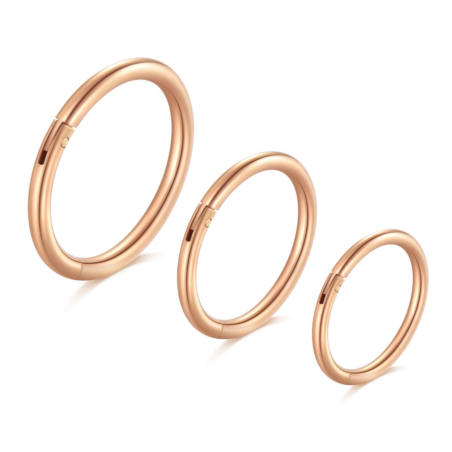 Longita 18G Hinged Clicker Segment Nariz Aros Anillos Acero Inoxidable Hombre Mujer Septum Labio Oreja Tragus Cartilage Helix Conch Piercing Joyería 3 Piezas — view 4