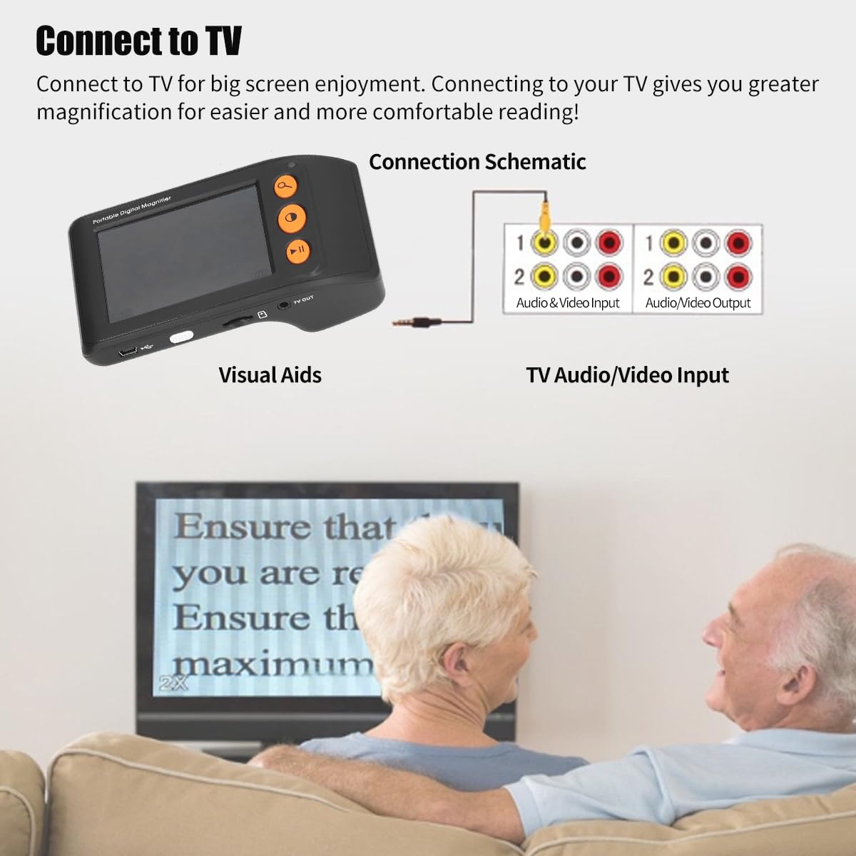 Septpenta Lupa Digital Portátil, 8 Modos de Color Lector Electrónico con Zoom 2X-25X, Lupa Digital de Video con Salida AV con Soporte de Congelación de Imagen, para Baja Visión(Negro)