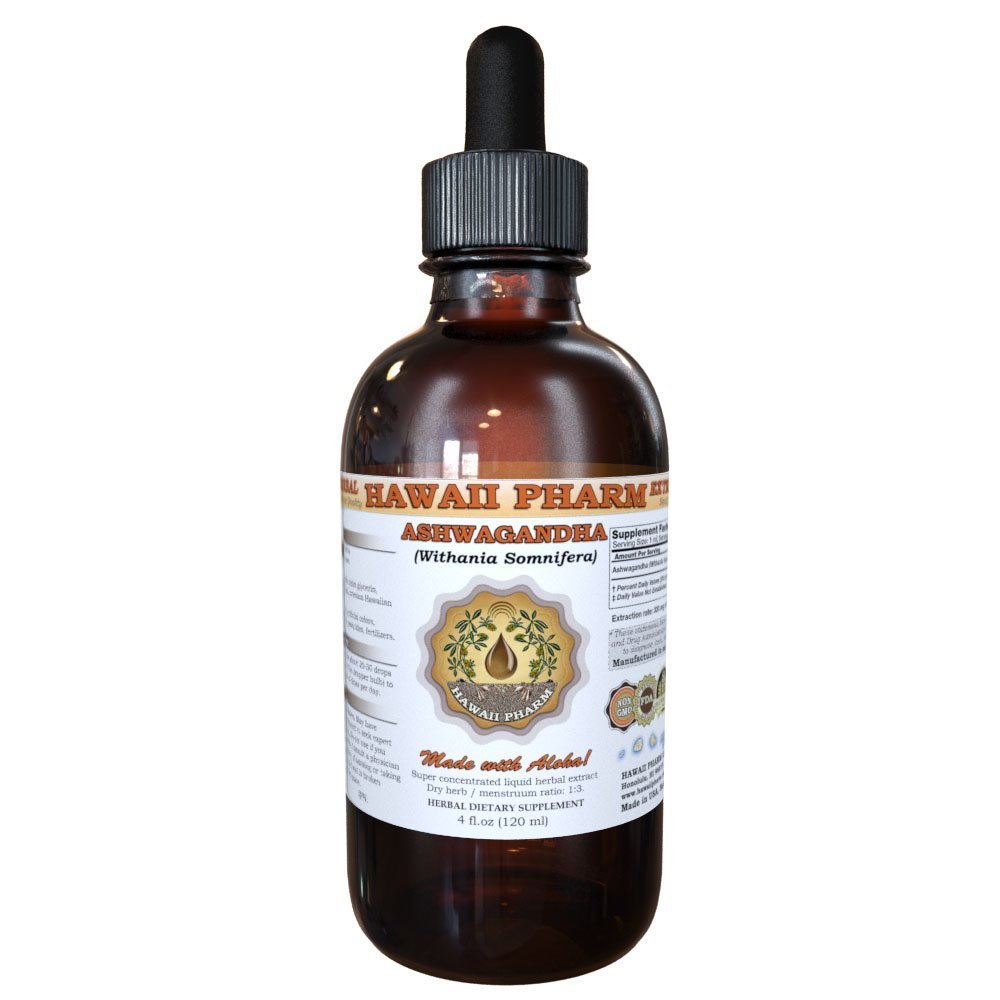 Hawaii Pharm Ashwaganda (Withania Somnifera) Liquid Extract 4 Oz (120ml)