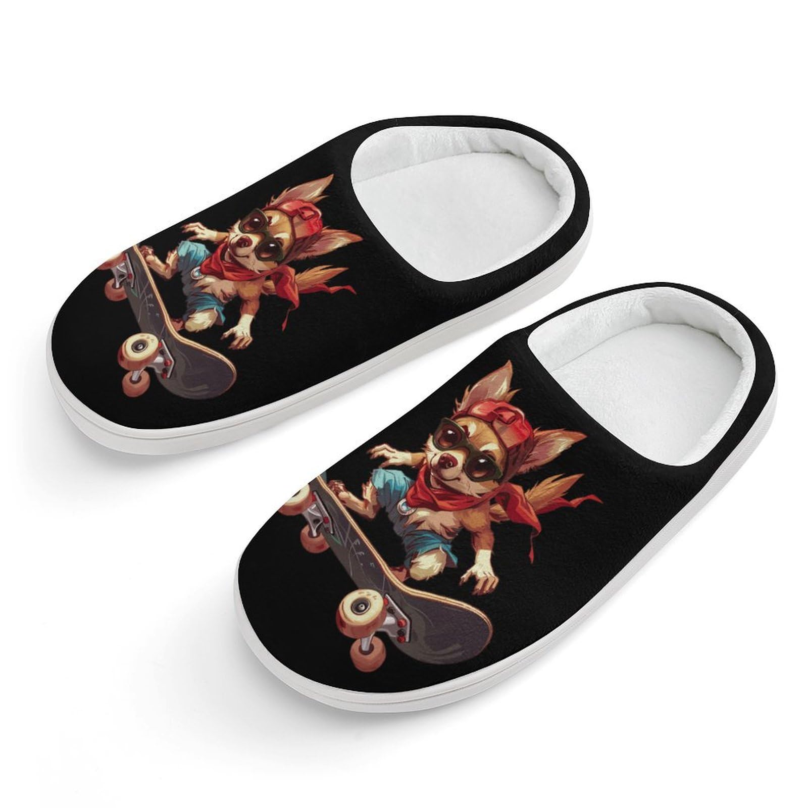 Skate Chihuahua Cute Cotton Slippers Anti-slip House Shoes Funny Slipper Indoor Outdoor
