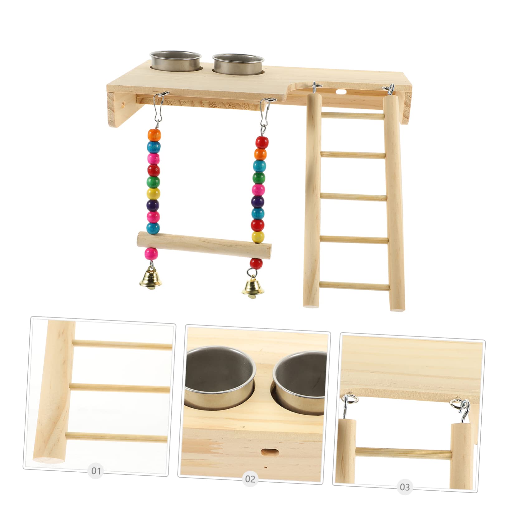 Hemoton Bird Toys Wooden Ladder Swing for Parrots Bird Cage Ladder Parrot Perch