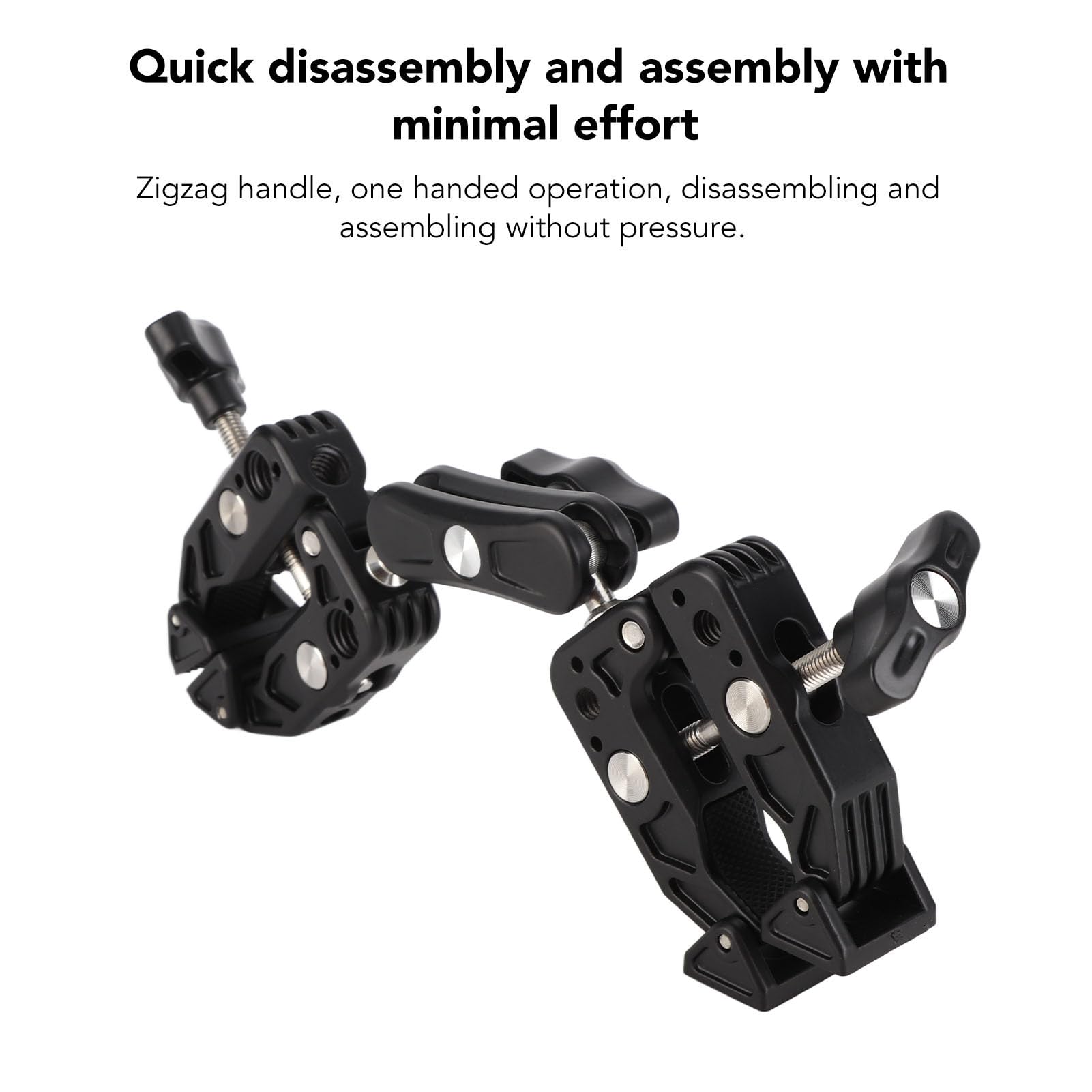 Podwójna kamera Super Clamp z interfejsem 1/4 3/8 cala, zimne buty, podwójny zacisk aparatu, 360 stopni, używany do uchwytu lampy studyjnej, reflektora, wieszaka fotograficznego i poprzeczki
