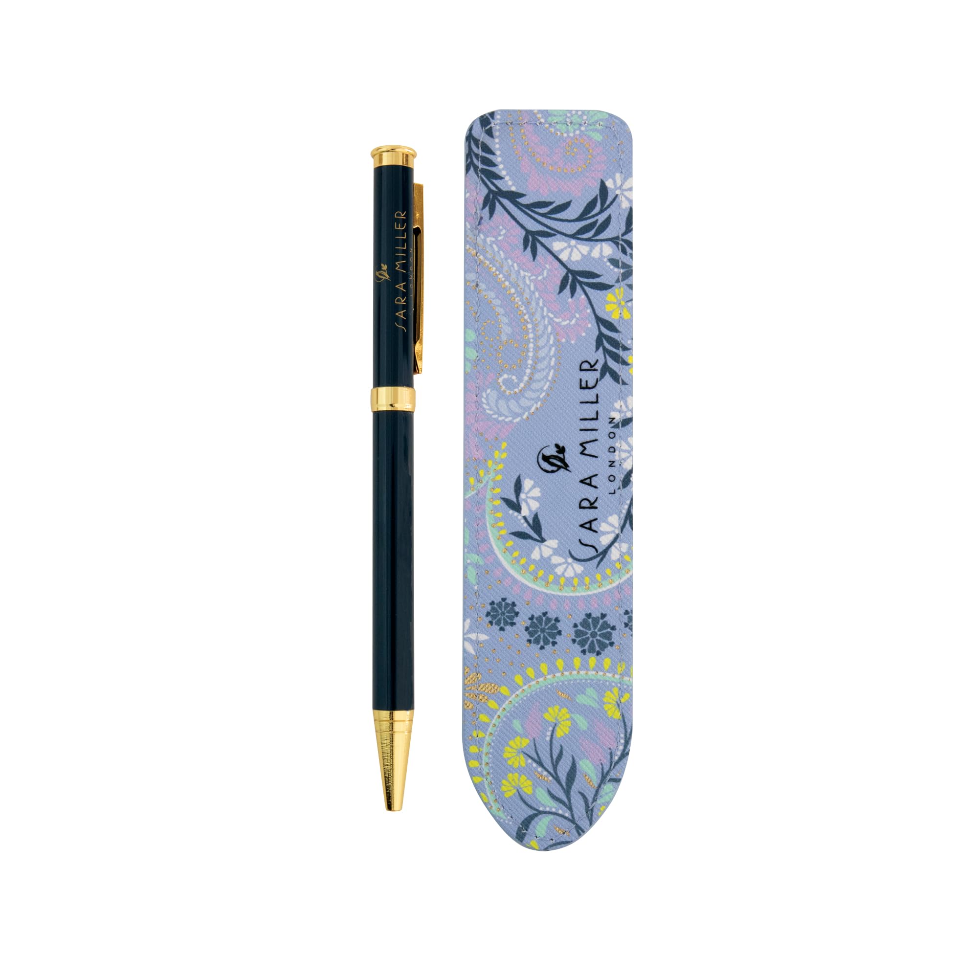 Sara Miller Savannah Ballpoint Pen & Faux Leather Pen Case Pouch Set