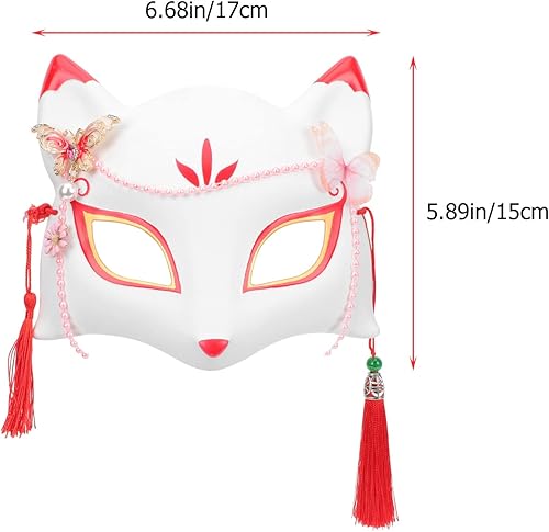 Miniatura 2 de SEWACC Máscaras tradicionales japonesas, máscara de zorro de anime japonés, máscara de zorro para cosplay, máscara de Kabuki, máscara de zorro de