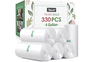 Teivio 4-Gallon Clear Plastic Trash Bags for Bathroom, Office, and Home (330 Counts)