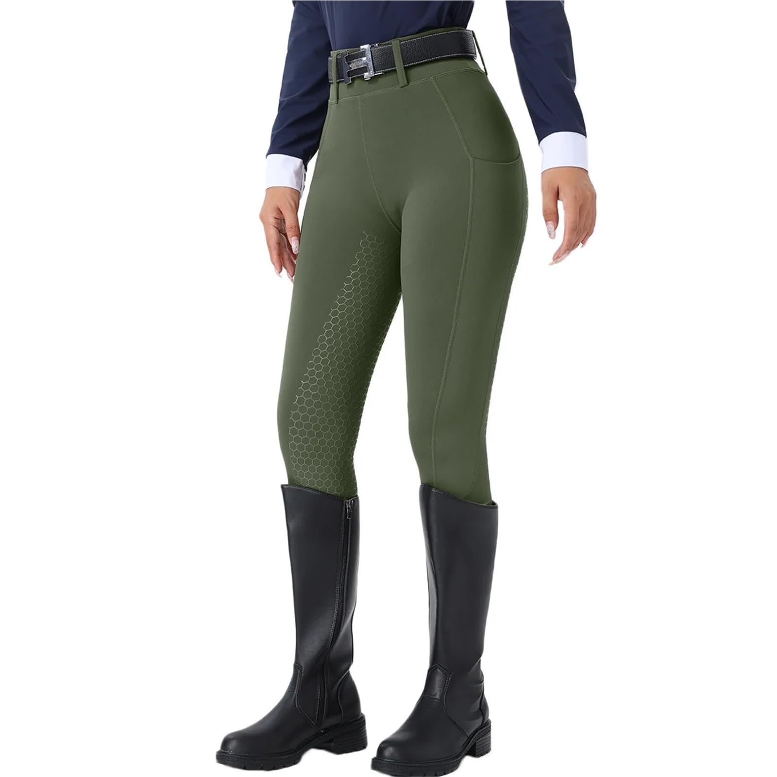Pantalones De Equitación Pantalones de equitación for Mujer, Silicona, Antideslizantes, Resistentes al Desgaste, elásticos, Cintura Alta, Ajustados, con Bolsillo Mallas De Equitación