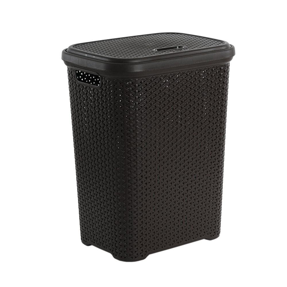 Homes R Us Rattan Laundry Basket, Chocolate – 55L Height: 57Cm Length: 44Cm Width: 34Cm Multicolor
