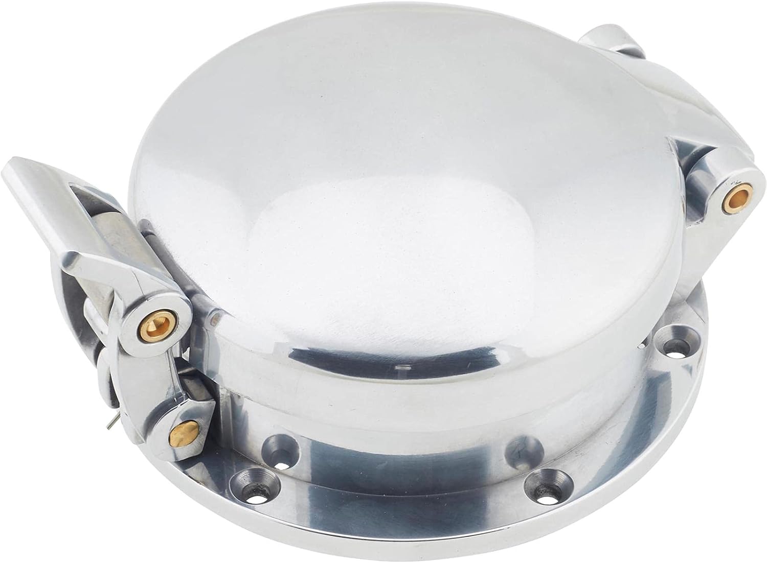 Speedway Motors Large Cobra-Style Fuel Filler Neck Gas Cap, Fully Polished Aluminum, Vented to Balance Fuel Tank Pressure, 4-5/8" Diameter, 5-1/8" Mounting Base
